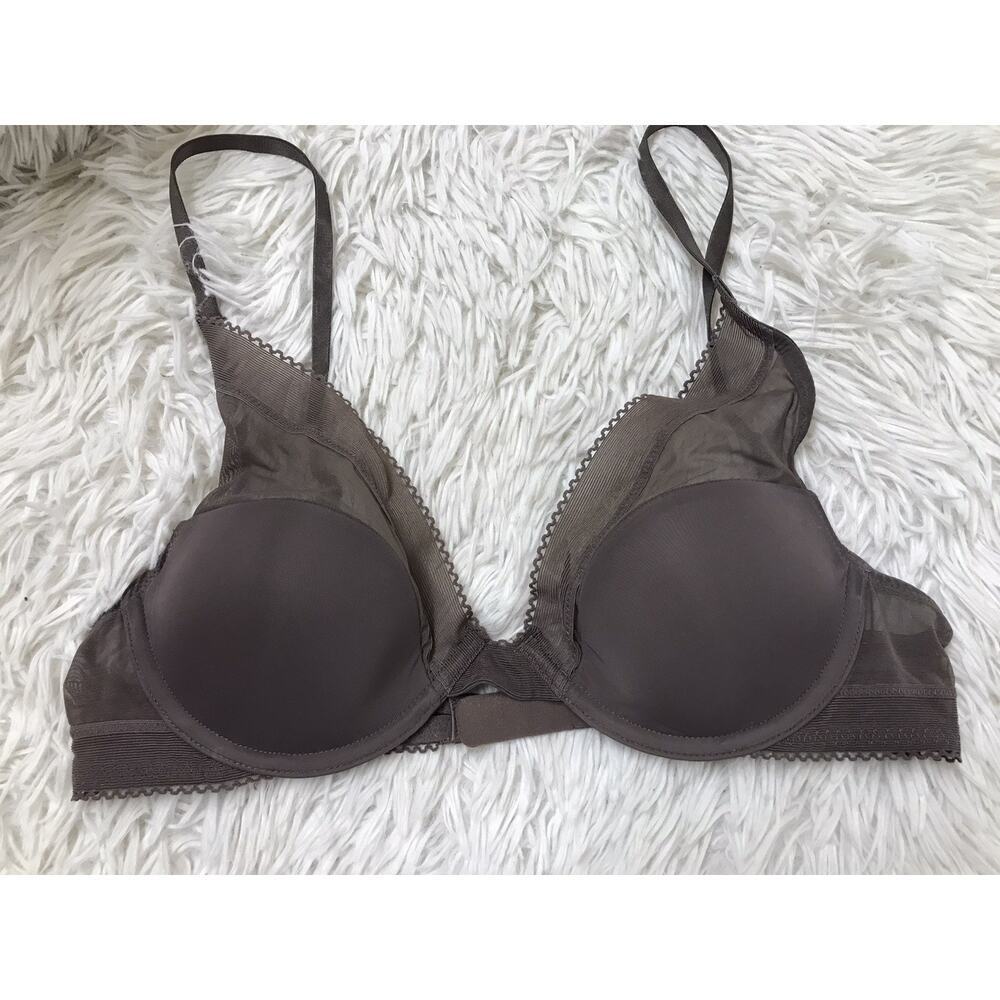 Vintage Y2K Calvin Klein 34B Mesh Lightly Lined T-Shirt Bra Mocha brw Underwired